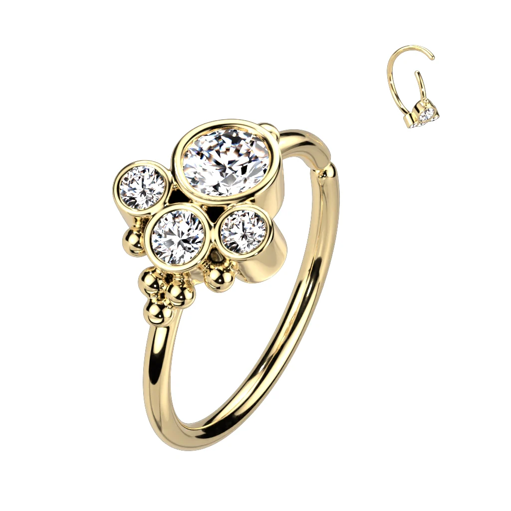 Round CZ & Ball Daith Tragus Helix Earrings Hoop Nose Rings - Image 5