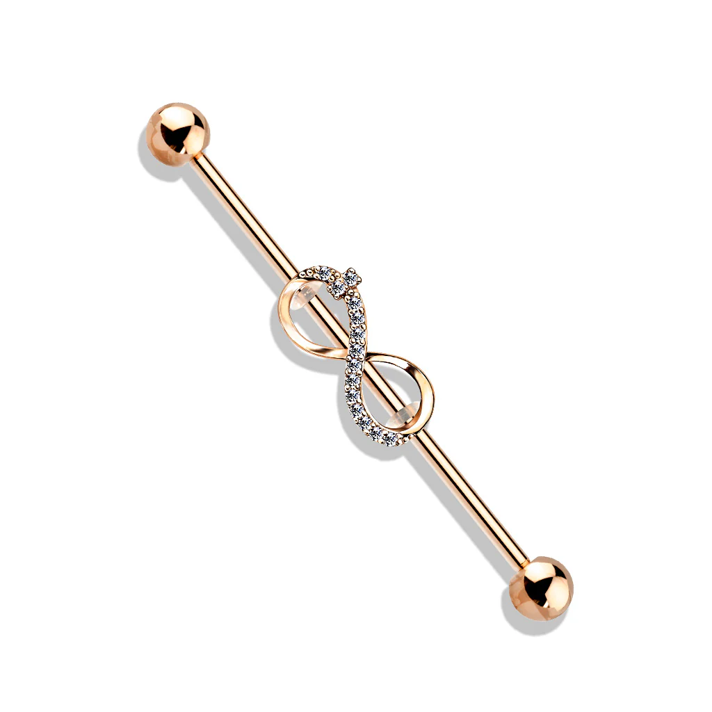 CZ Paved Infinity 316L Surgical Steel Industrial Barbells - Image 3