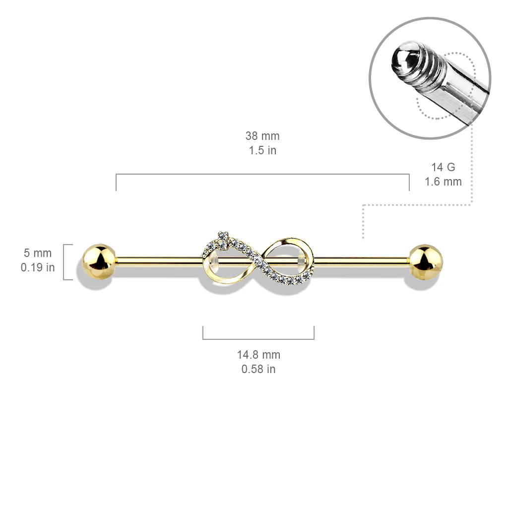 CZ Paved Infinity 316L Surgical Steel Industrial Barbells - Image 4