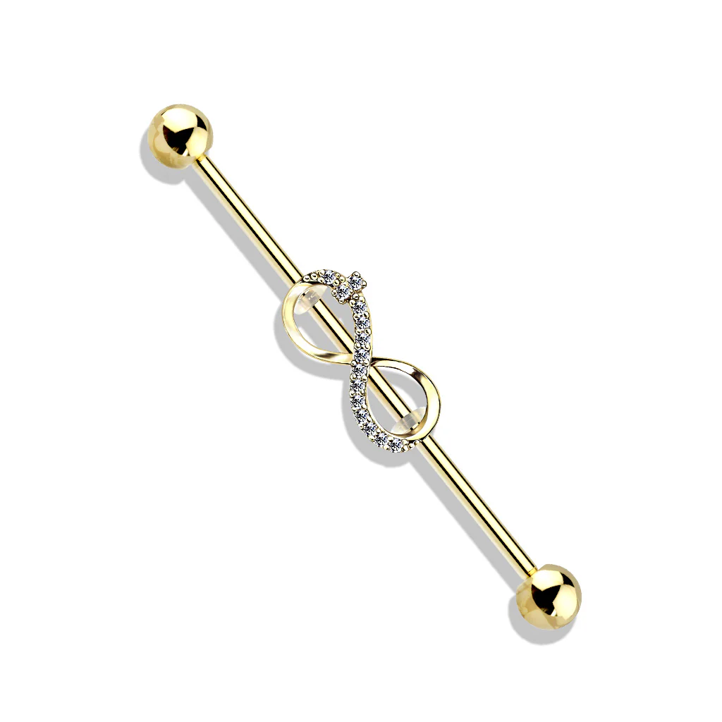 CZ Paved Infinity 316L Surgical Steel Industrial Barbells - Image 5