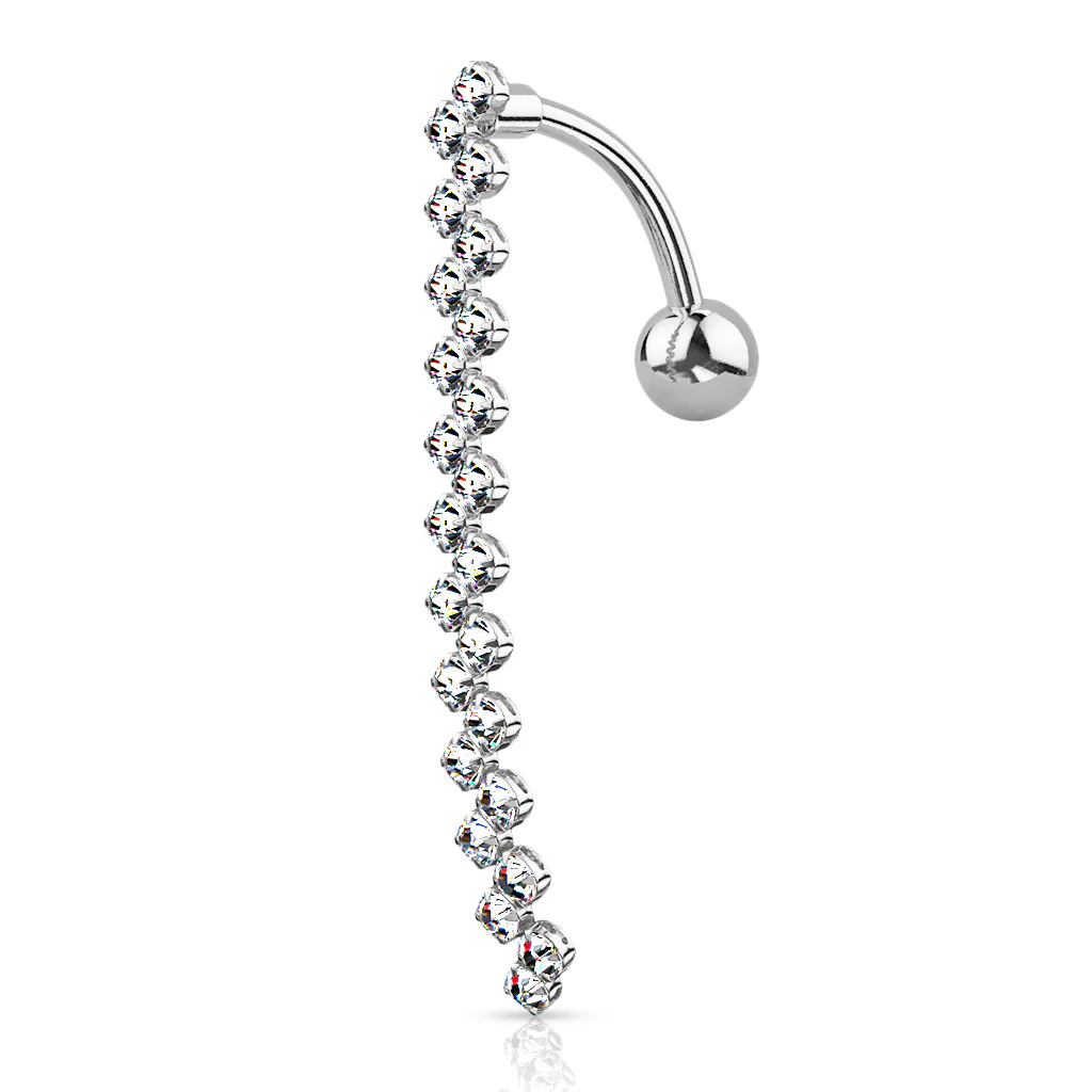 38 mm CZ Paved CZ Zig Zig Line 316L Surgical Steel Belly Button Navel Rings - Image 3
