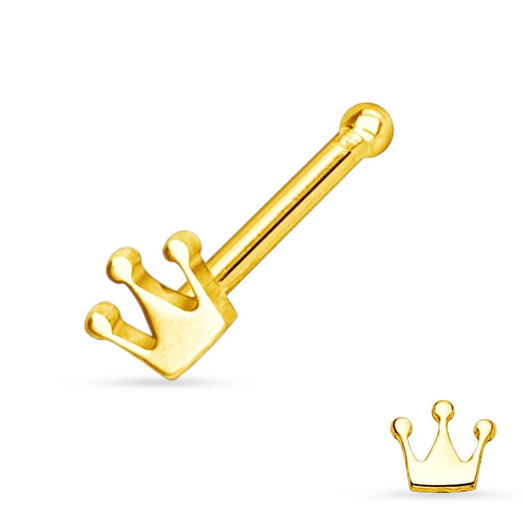 Crown Top 316L Stainless Steel Nose Stud - Image 2