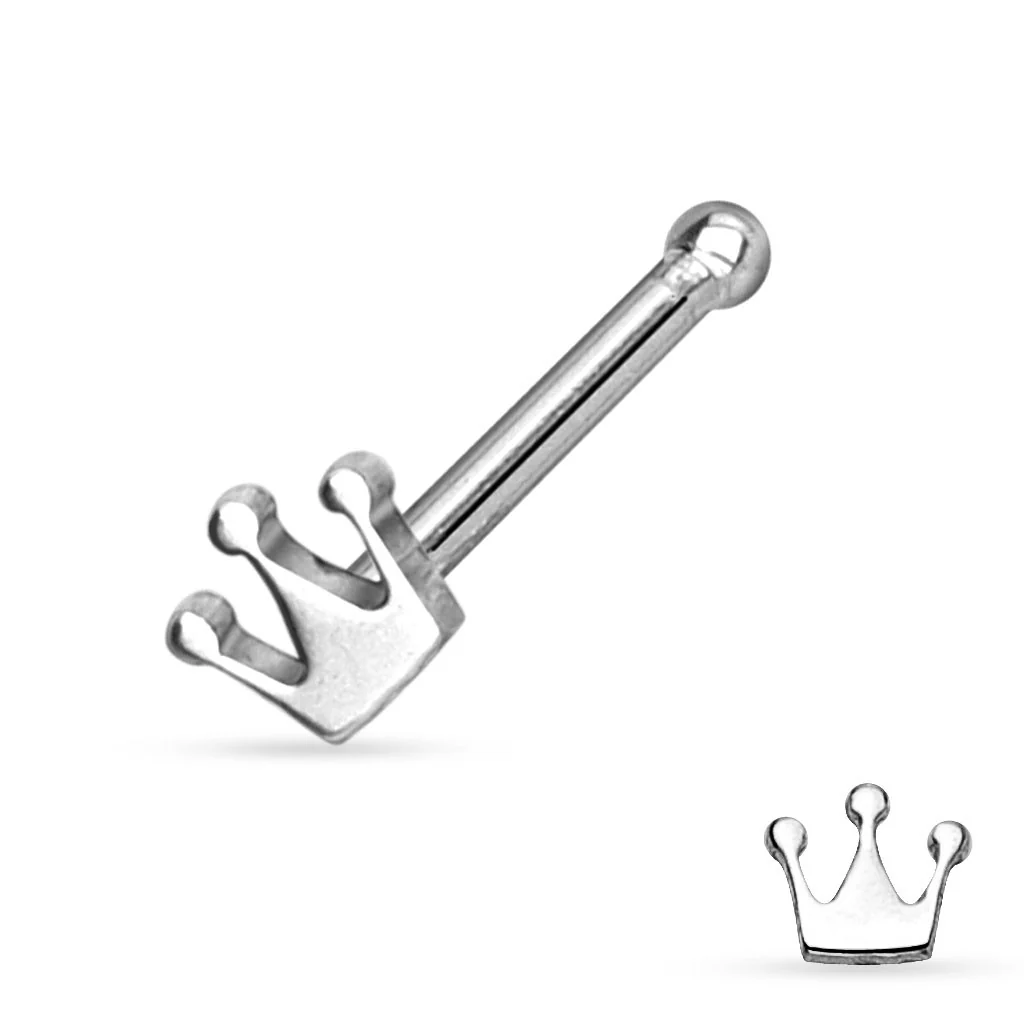 Crown Top 316L Stainless Steel Nose Stud - Image 4