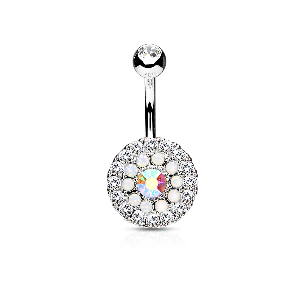 Crystal and Opalite Belly Button Navel Rings - Image 3