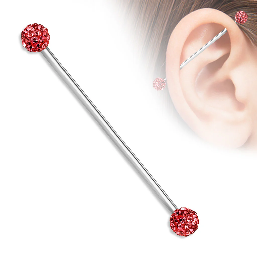 Crystal Paved Ferido Balls Surgical Steel Industrial Barbells - Image 6
