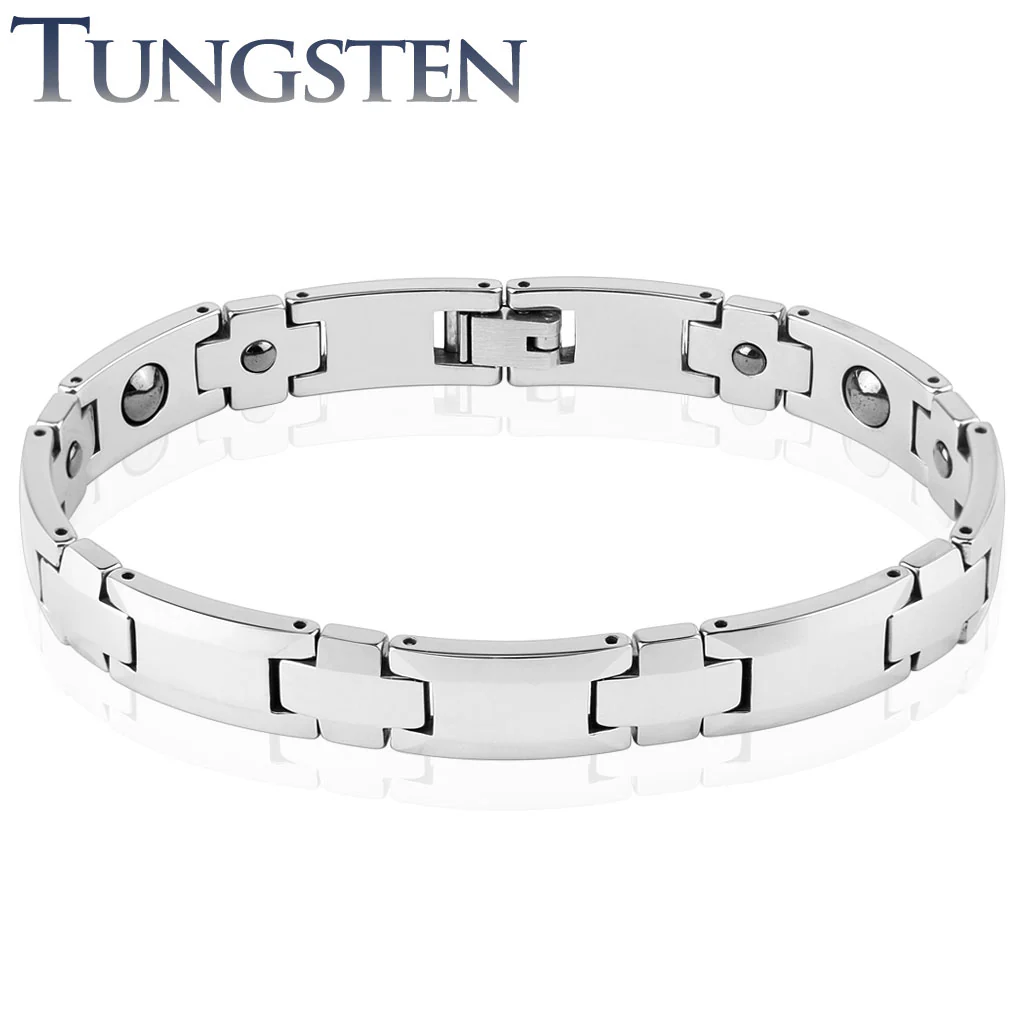 Classic Steel Edge Flat Link Tungsten Bracelets