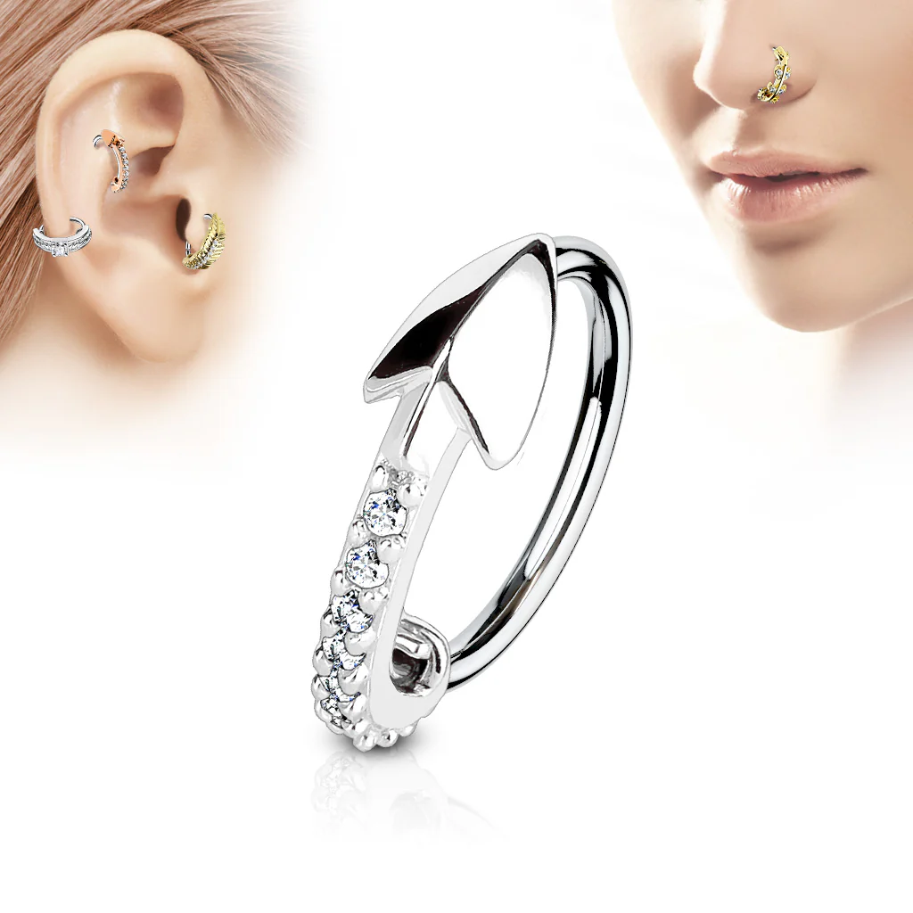 CZ Arrow Ear Cartilage Daith Tragus Helix Earrings Hoop Nose Rings - Image 2