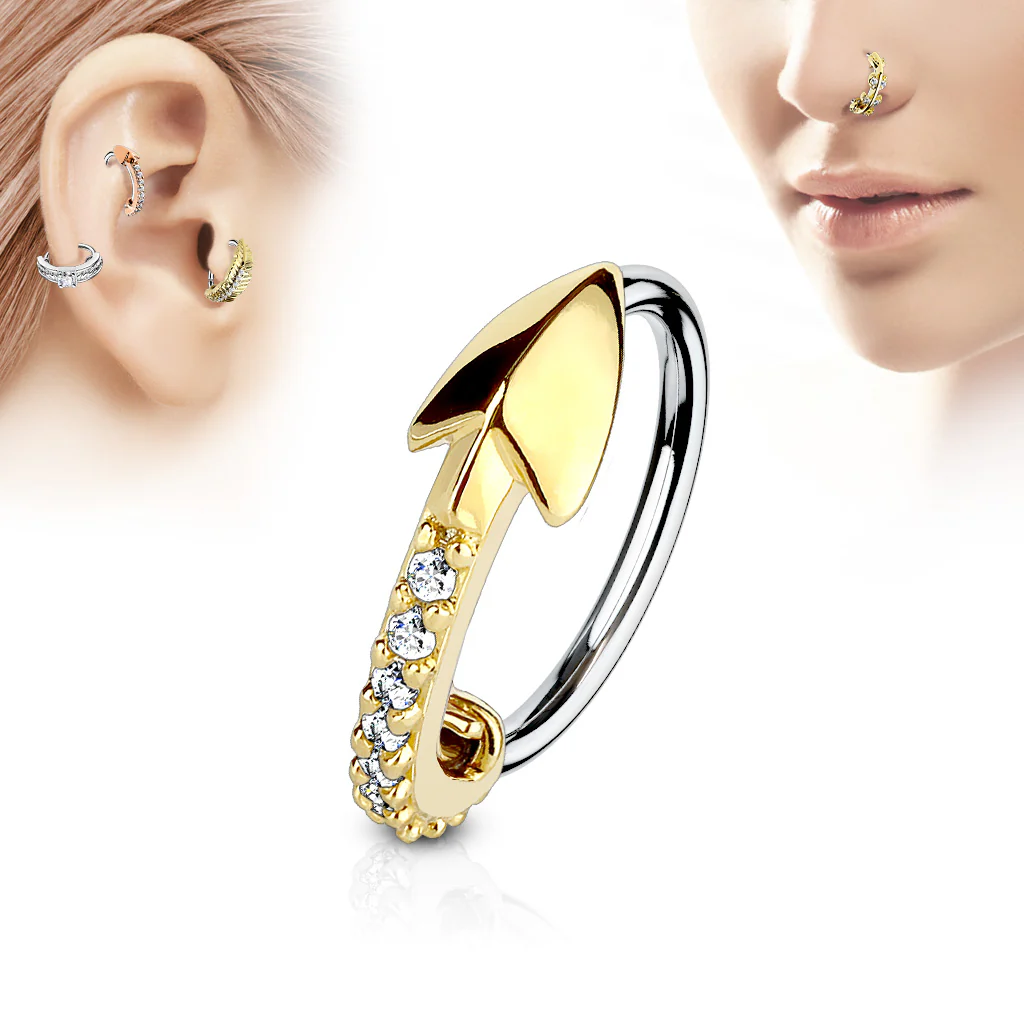 CZ Arrow Ear Cartilage Daith Tragus Helix Earrings Hoop Nose Rings - Image 3