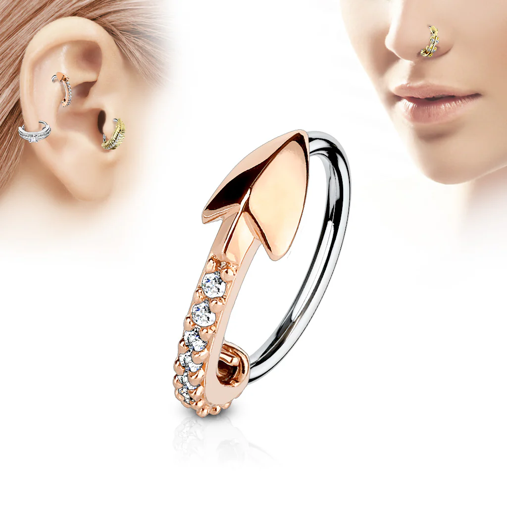 CZ Arrow Ear Cartilage Daith Tragus Helix Earrings Hoop Nose Rings - Image 4