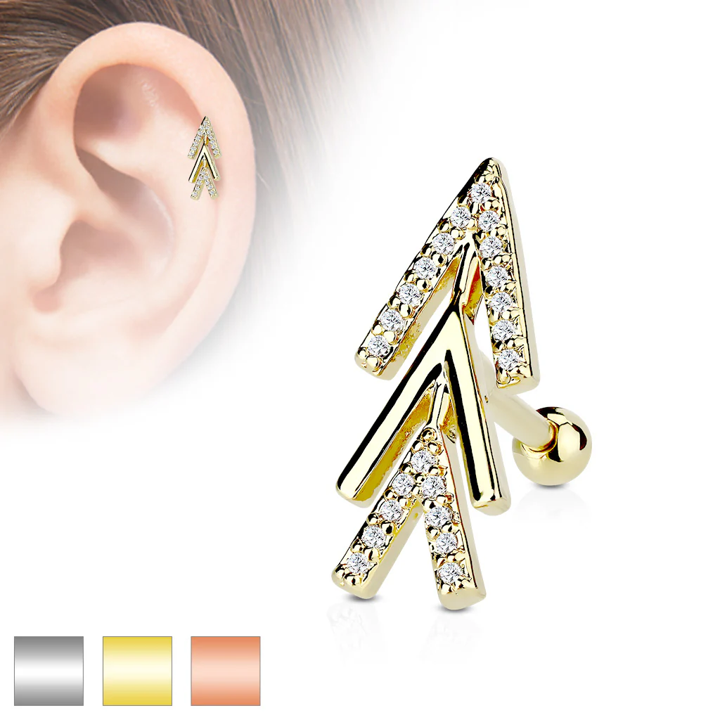 CZ Arrow Top Ear Cartilage Helix Daith Tragus Studs Earrings