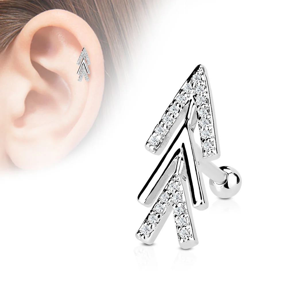 CZ Arrow Top Ear Cartilage Helix Daith Tragus Studs Earrings - Image 2