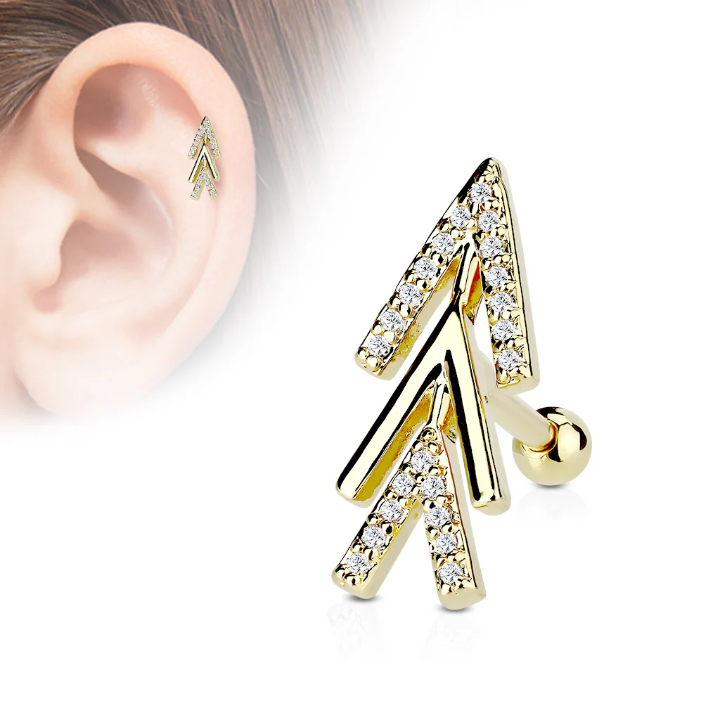 CZ Arrow Top Ear Cartilage Helix Daith Tragus Studs Earrings - Image 3