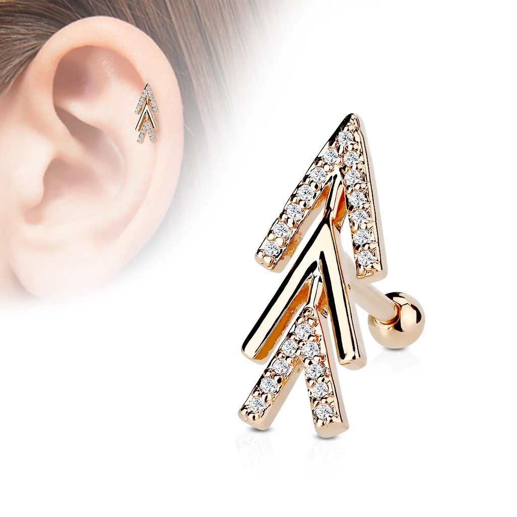 CZ Arrow Top Ear Cartilage Helix Daith Tragus Studs Earrings - Image 4