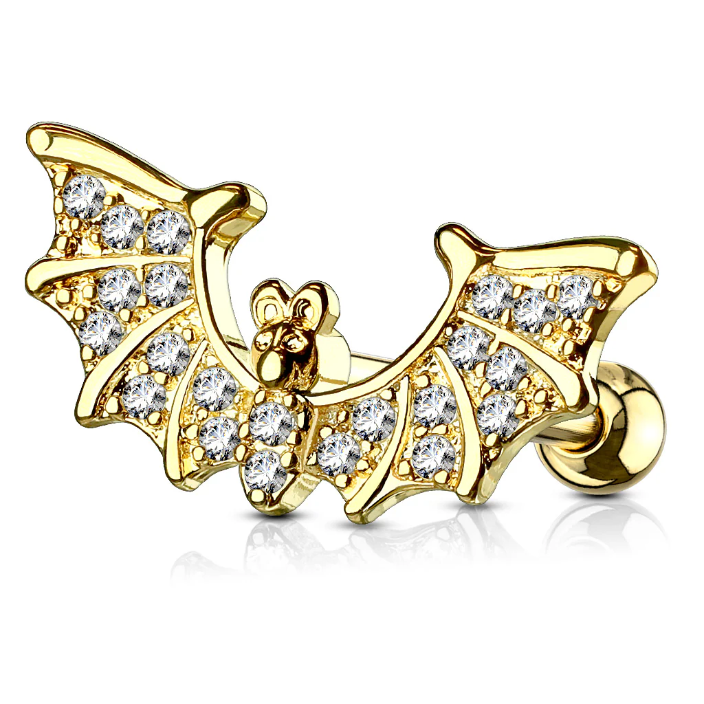 CZ Bat Wings Ear Cartilage Helix Daith Tragus Studs Earrings - Image 3