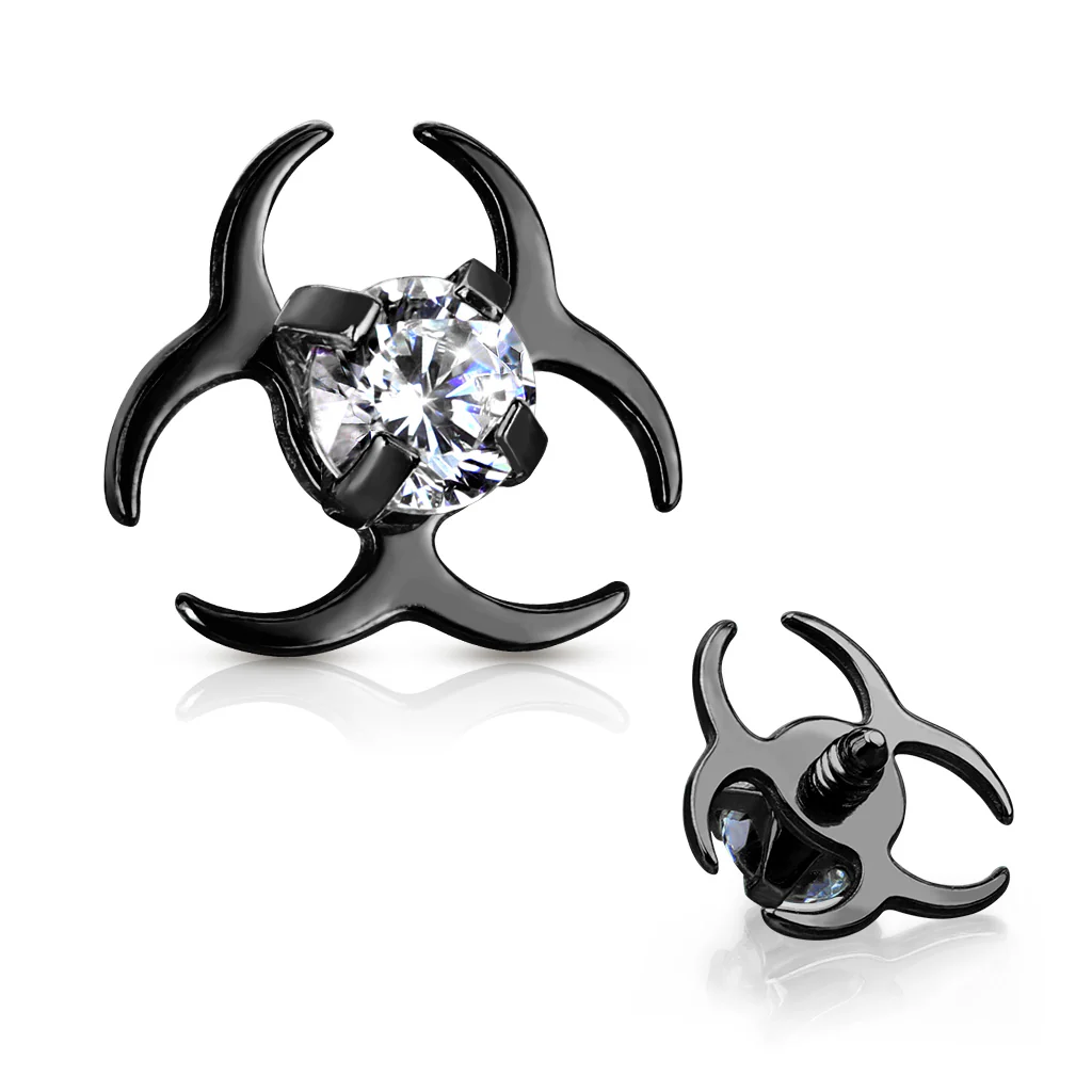 CZ Biohazard Symbol Dermal Anchor Top - Image 3