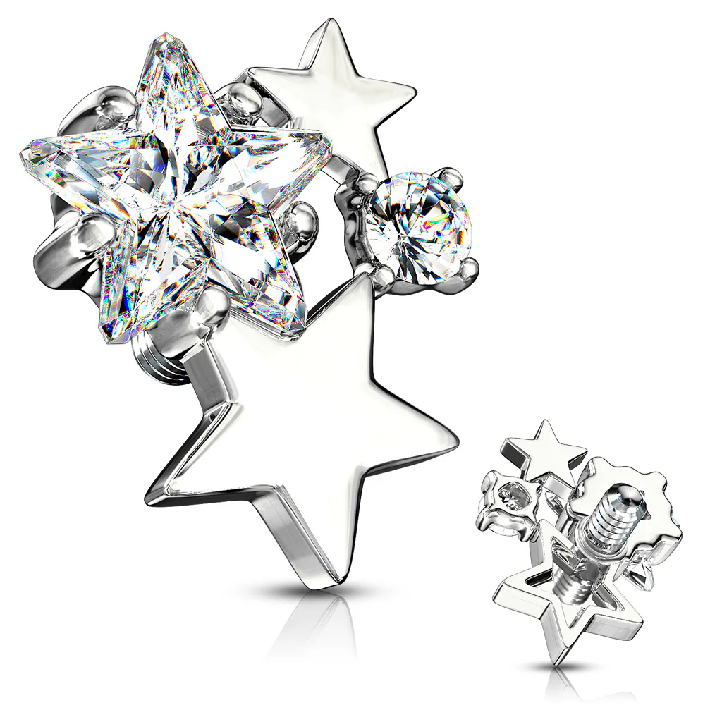 CZ Cluster Star Internal Threaded Dermal Anchor Tops - Image 5
