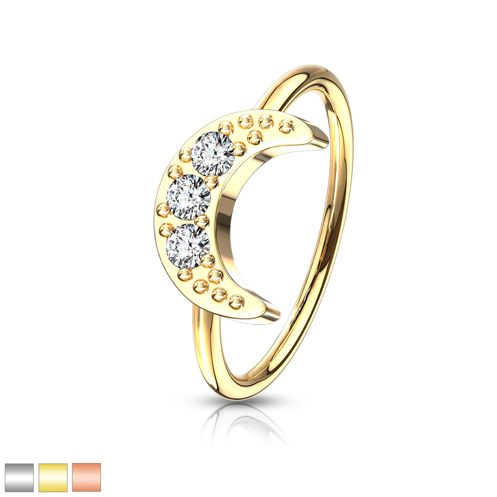 CZ Crescent Moon Ear Cartilage Daith Tragus Helix Earrings Hoop Nose Rings - Image 2