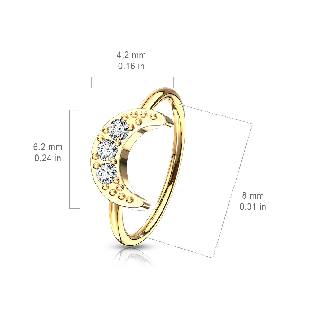 CZ Crescent Moon Ear Cartilage Daith Tragus Helix Earrings Hoop Nose Rings - Image 3