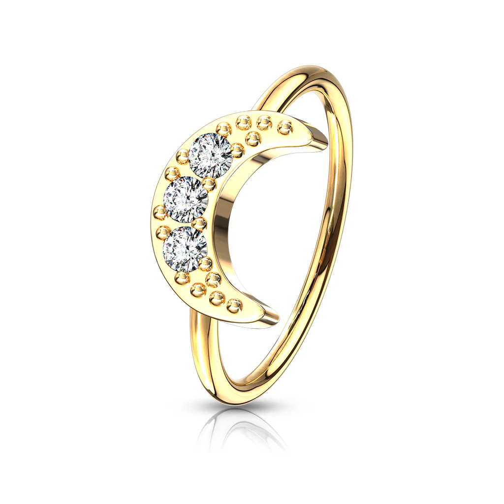 CZ Crescent Moon Ear Cartilage Daith Tragus Helix Earrings Hoop Nose Rings - Image 4