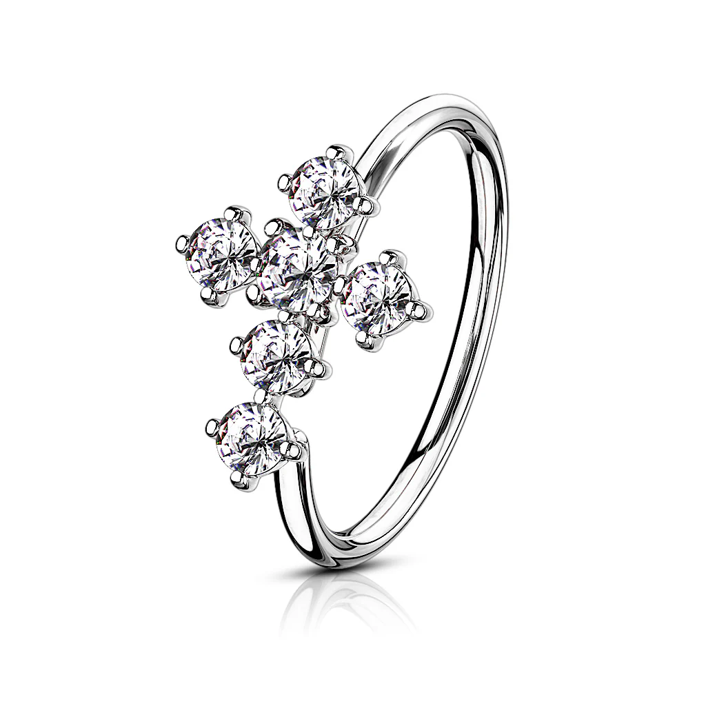 CZ Cross Bendable Ear Cartilage Daith Tragus Helix Earrings Hoop Nose Rings - Image 2