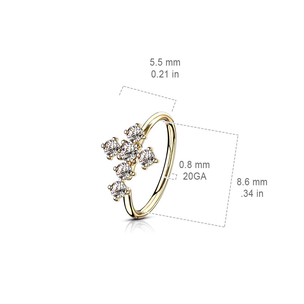 CZ Cross Bendable Ear Cartilage Daith Tragus Helix Earrings Hoop Nose Rings - Image 6