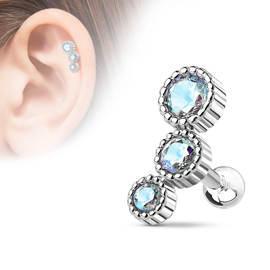 CZ Ear Cartilage Daith Helix Tragus Barbell - Image 2