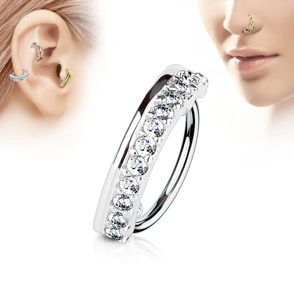 CZ Ear Cartilage Daith Tragus Helix Earrings Hoop Nose Rings - Image 2