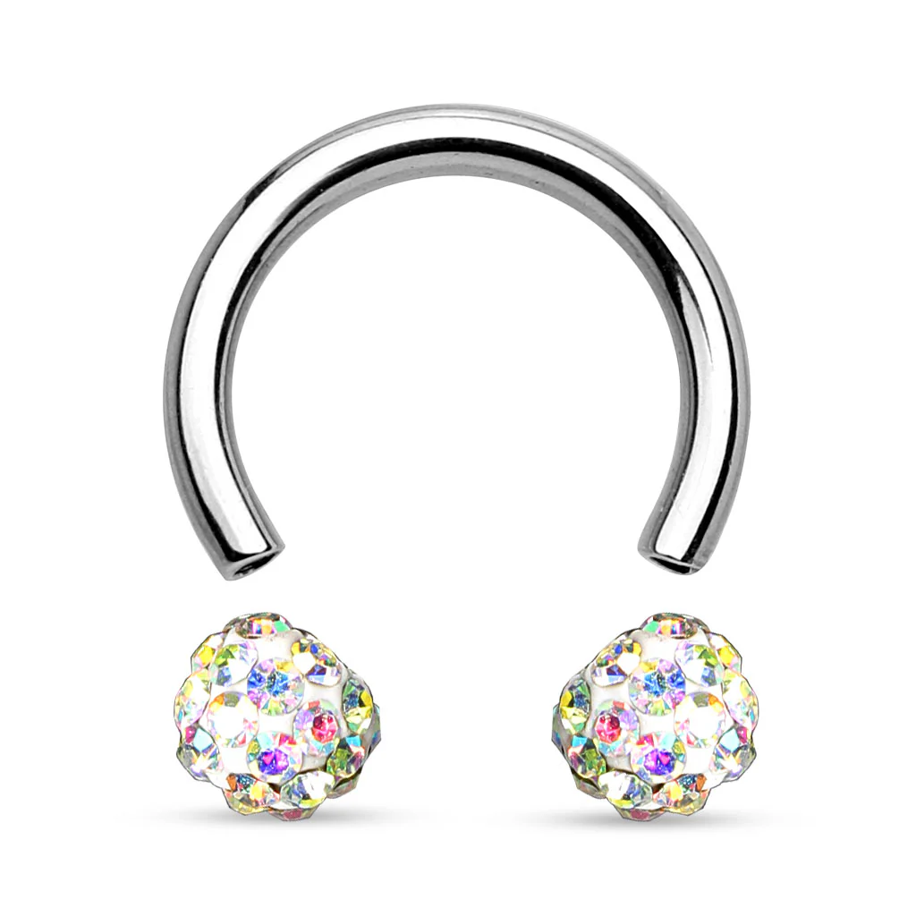 CZ Ferido Balls 316L Surgical Steel Horseshoe Circular Barbells 16G - Image 2