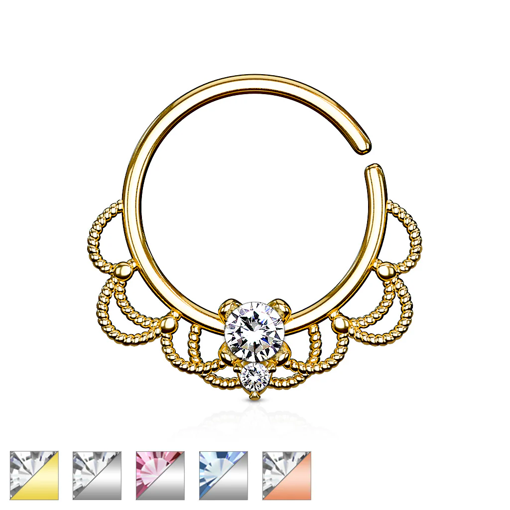 CZ Filigree Nose Septum Ear Cartilage Daith Helix Tragus Rings