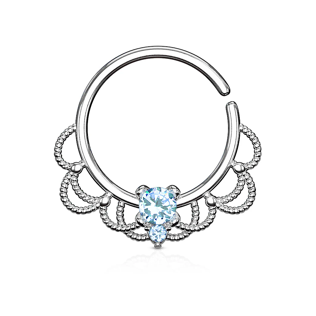 CZ Filigree Nose Septum Ear Cartilage Daith Helix Tragus Rings - Image 5