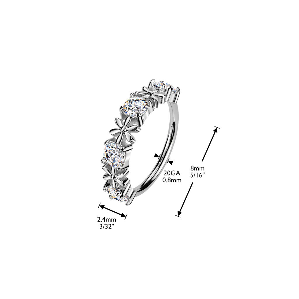 CZ & Flower Ear Cartilage Daith Tragus Helix  Nose Hoop - Image 4