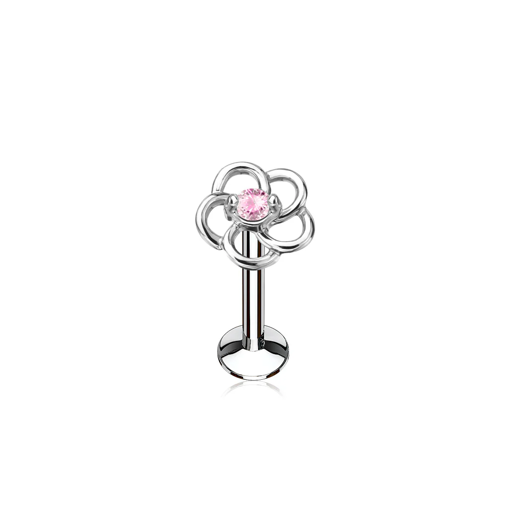 CZ Flower Internal Threaded Labret Monroe Cartilage Daith Tragus Studs - Image 4