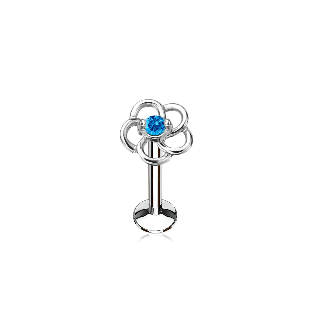 CZ Flower Internal Threaded Labret Monroe Cartilage Daith Tragus Studs - Image 5
