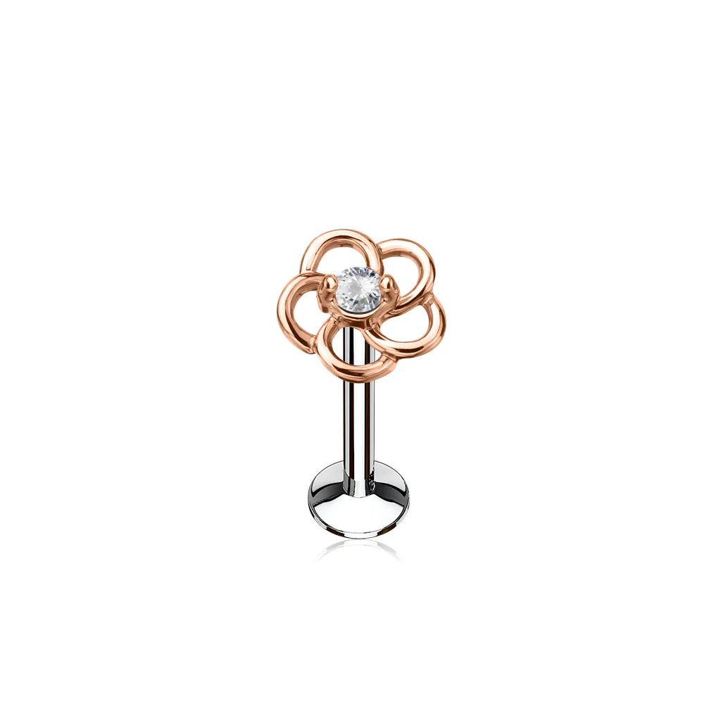 CZ Flower Internal Threaded Labret Monroe Cartilage Daith Tragus Studs - Image 6