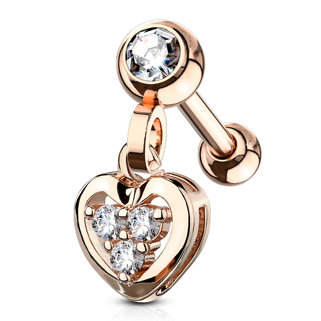 CZ Hear Dangle Ear Cartilage Helix Daith Tragus Studs Earrings - Image 4
