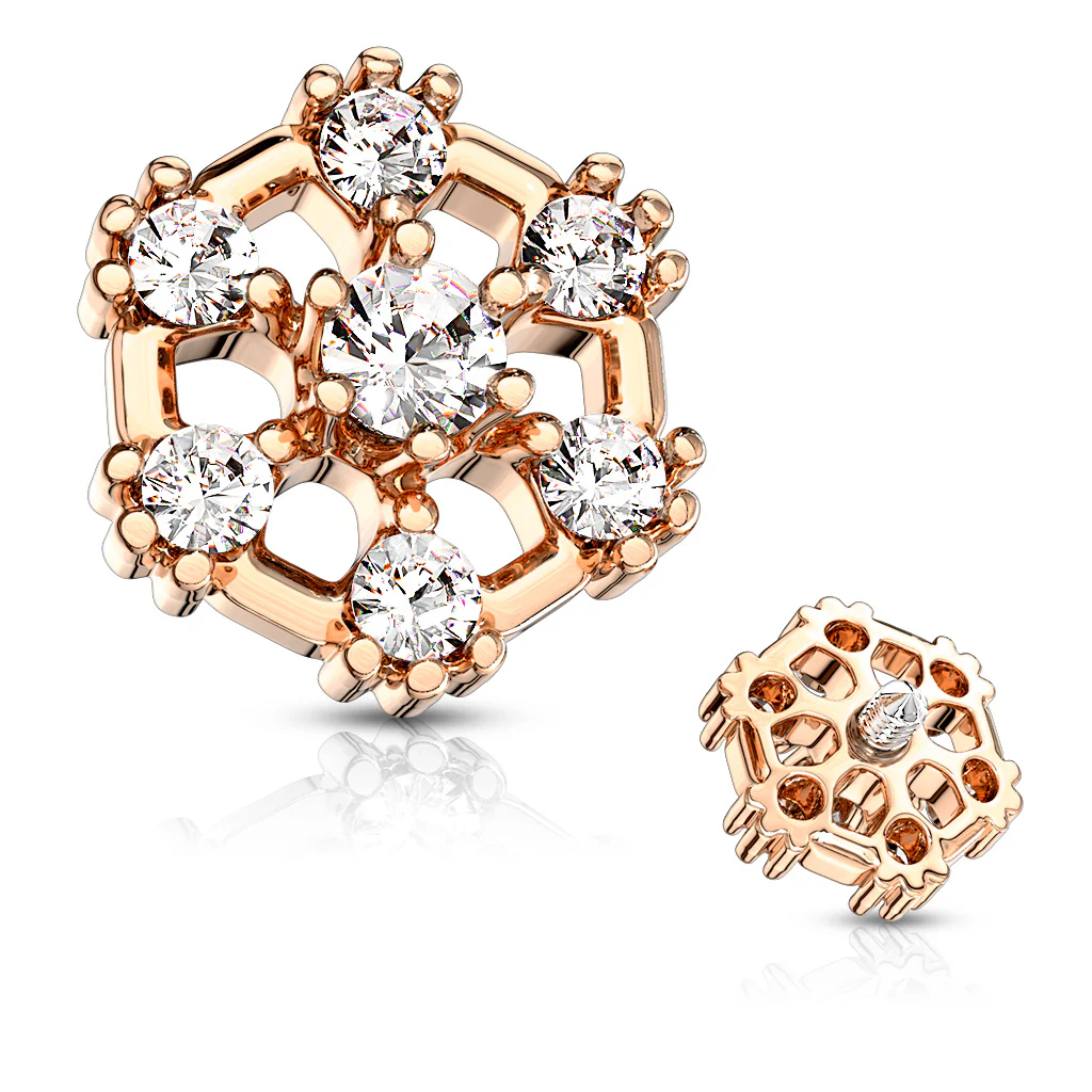 CZ Hexagonal Internal Threaded Dermal Anchor Top - Image 3