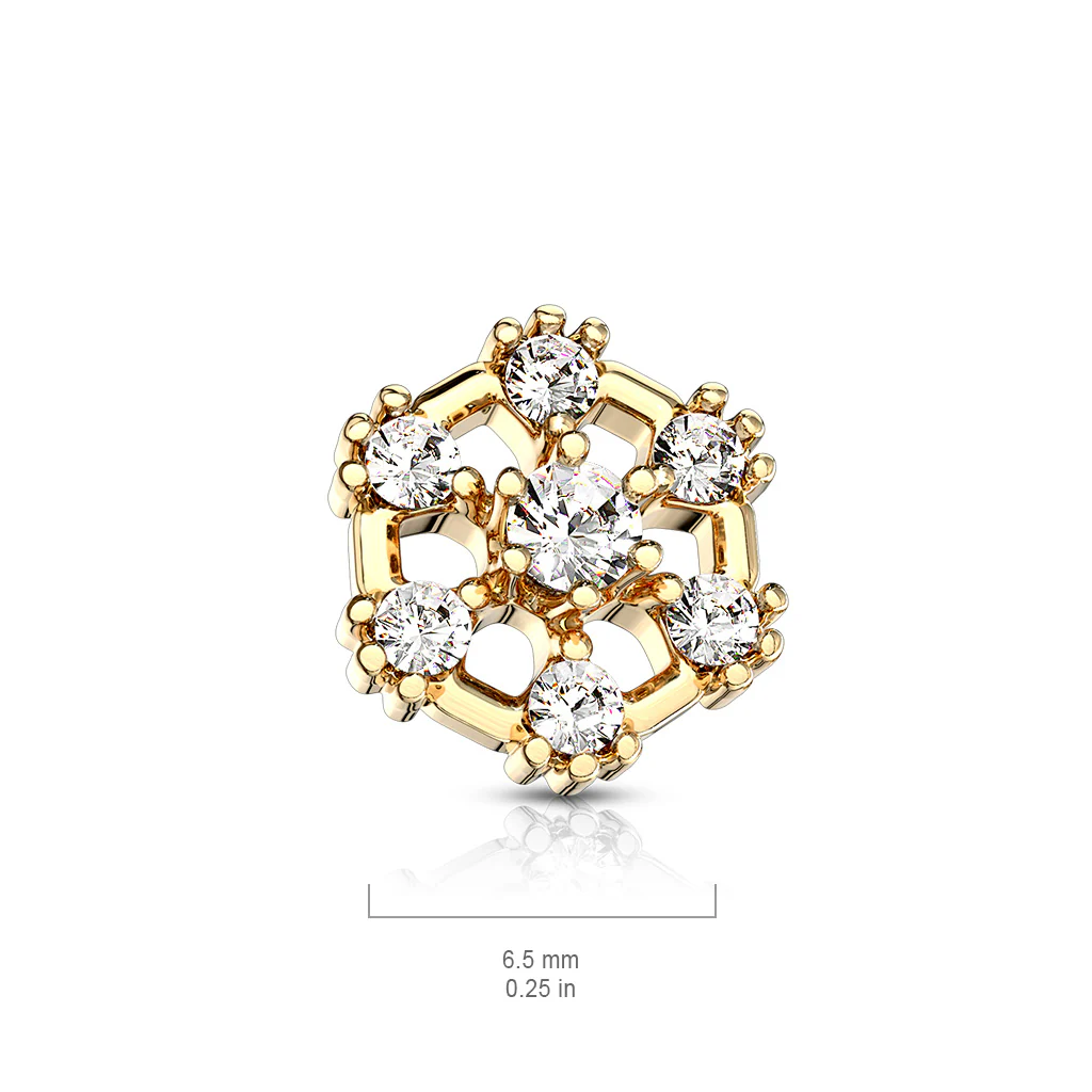 CZ Hexagonal Internal Threaded Dermal Anchor Top - Image 4