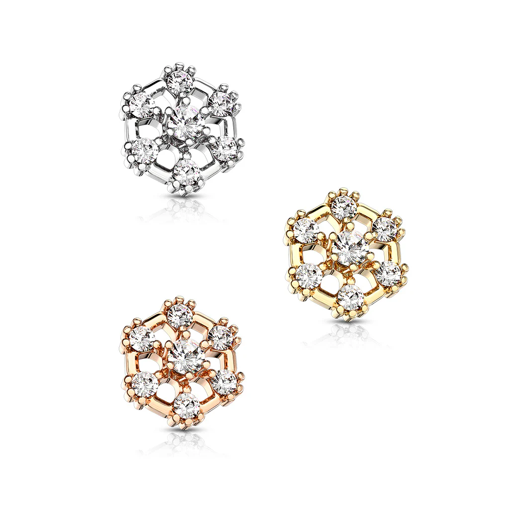 CZ Hexagonal Internal Threaded Dermal Anchor Top - Image 5