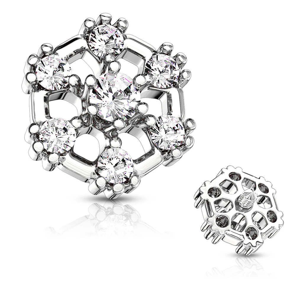 CZ Hexagonal Internal Threaded Dermal Anchor Top - Image 6