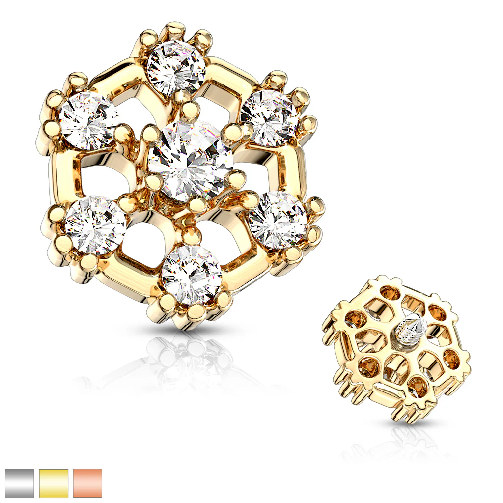 CZ Hexagonal Internal Threaded Dermal Anchor Top - Image 8