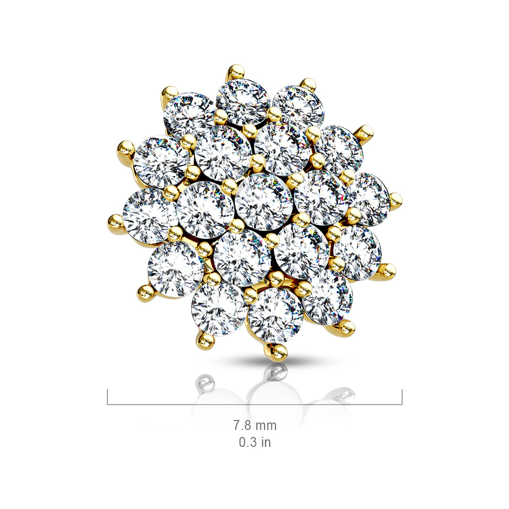 CZ Paved Sunburst Internal Threaded Dermal Anchor Top - Image 2