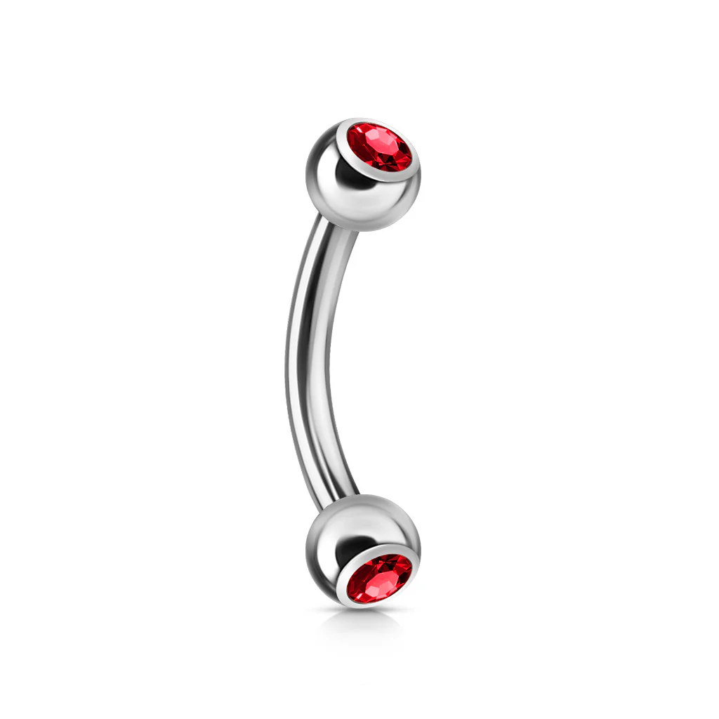 CZ Press Fit Surgical Steel Curved Barbell Eyebrow Rings 16G - Image 13