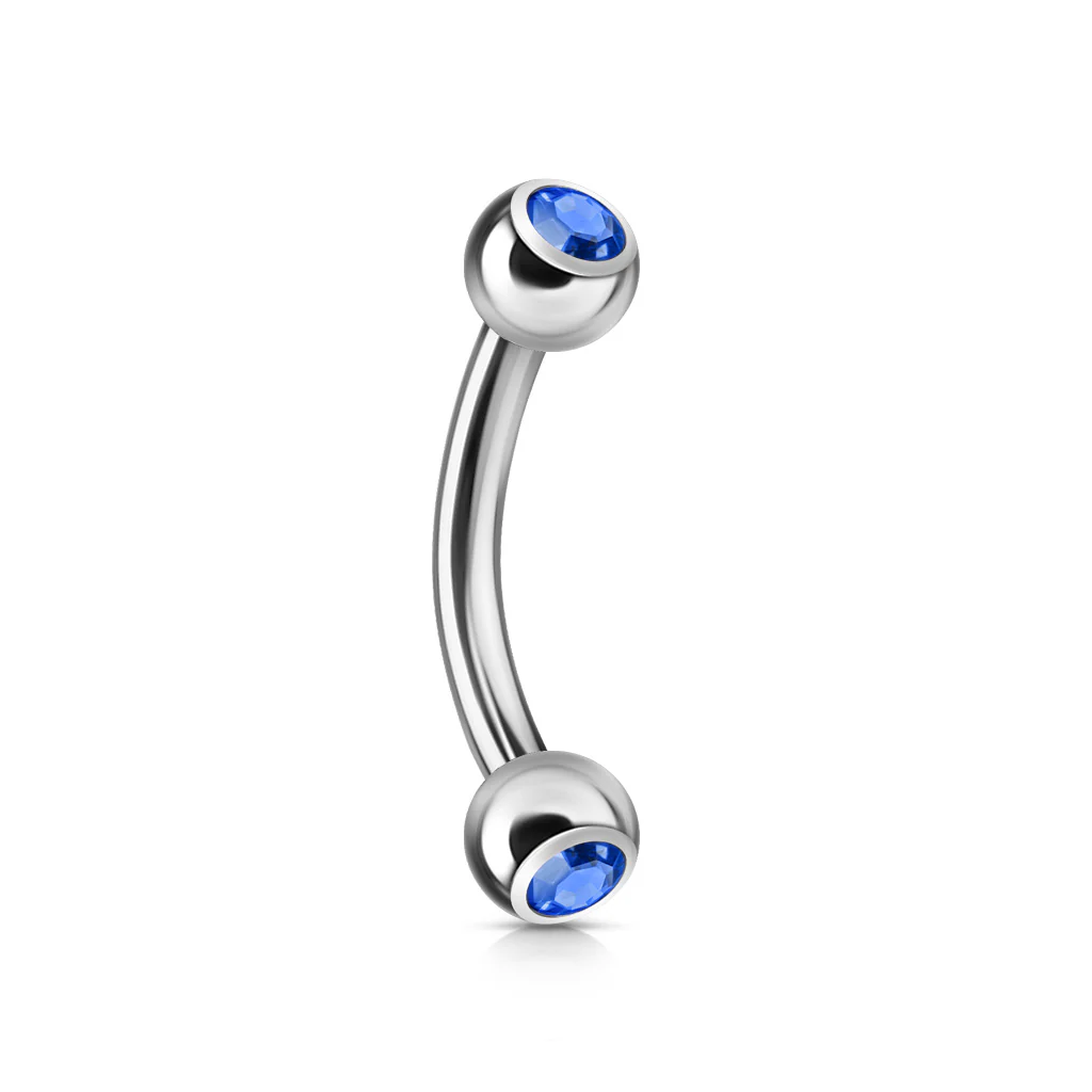 CZ Press Fit Surgical Steel Curved Barbell Eyebrow Rings 16G - Image 5