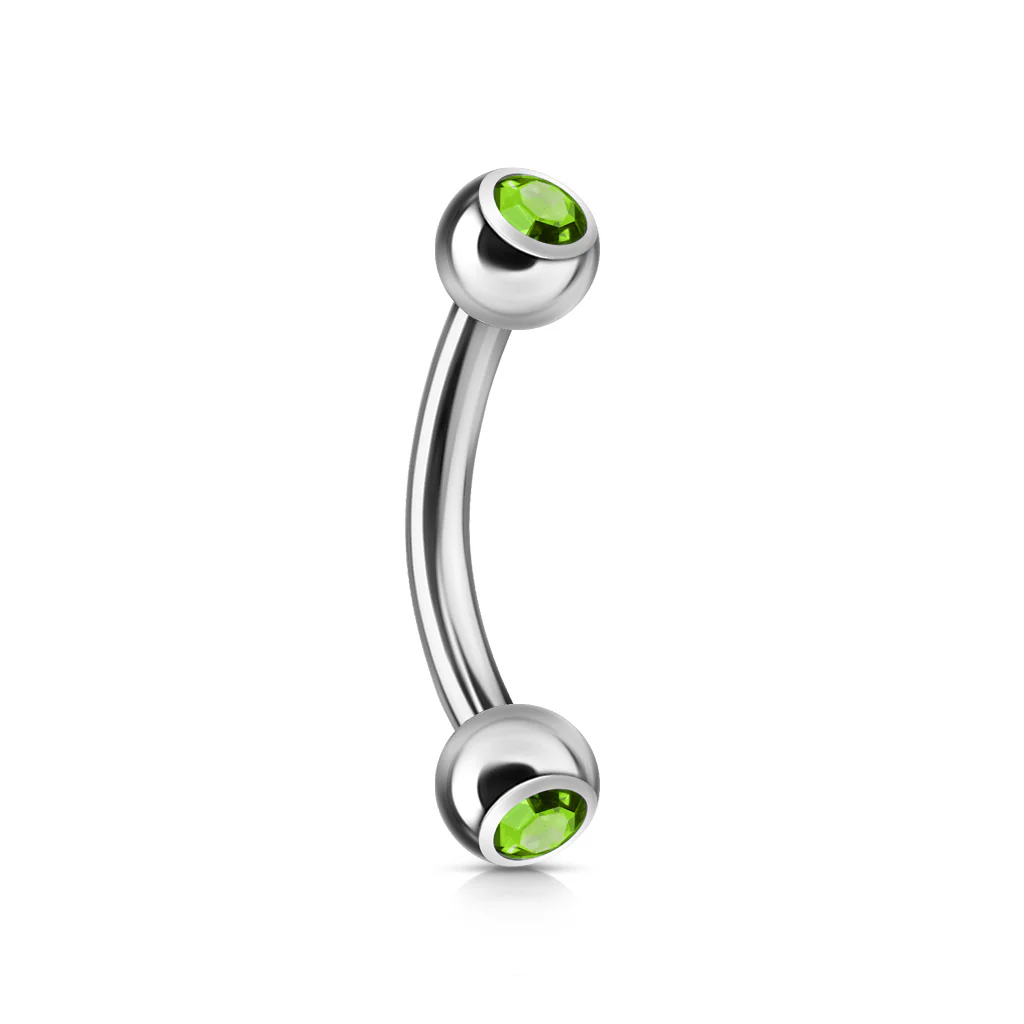 CZ Press Fit Surgical Steel Curved Barbell Eyebrow Rings 16G - Image 8