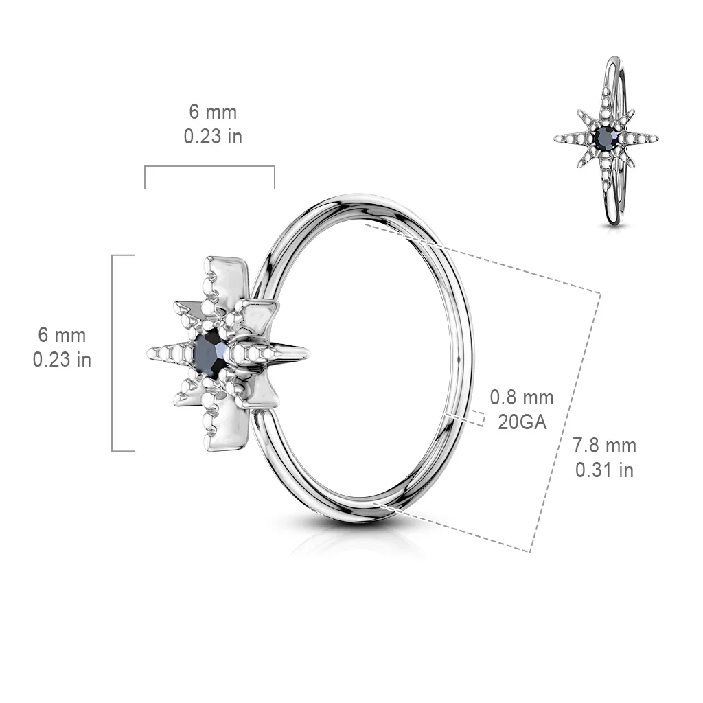 CZ Starburst Bendable Cartilage Tragus Helix Earrings Hoop Nose Rings - Image 2
