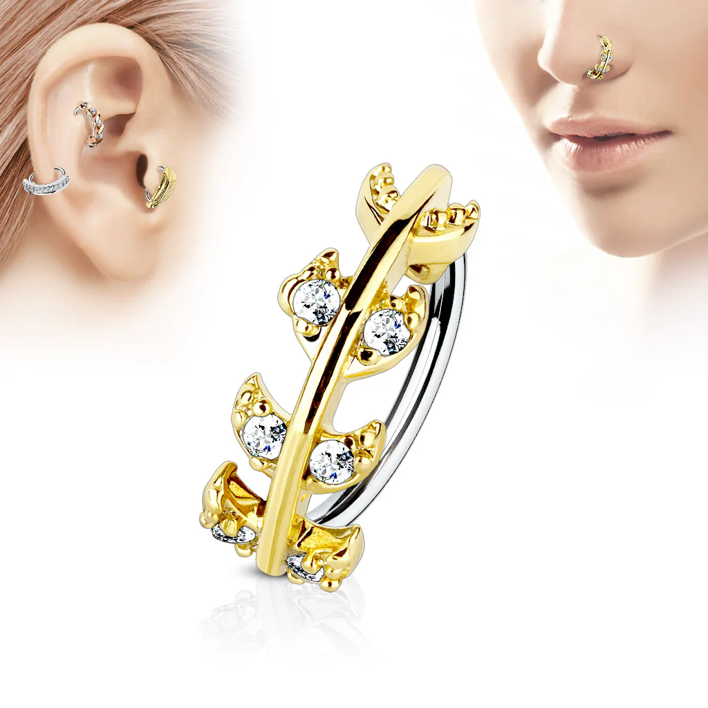 CZ Vine Ear Cartilage Daith Tragus Helix Earrings Hoop Nose Rings - Image 3