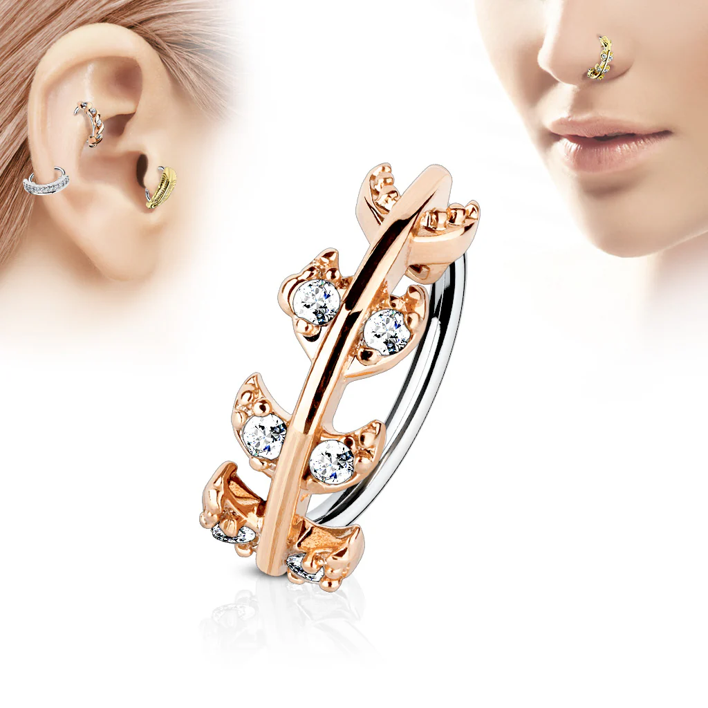 CZ Vine Ear Cartilage Daith Tragus Helix Earrings Hoop Nose Rings - Image 4