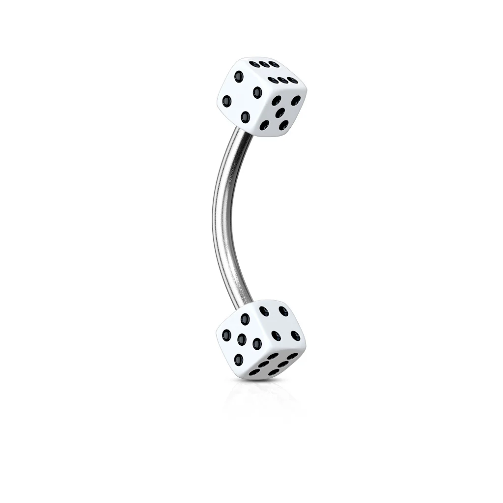 Dices Surgical Steel Curved Barbell Eyebrow Rings - Image 10