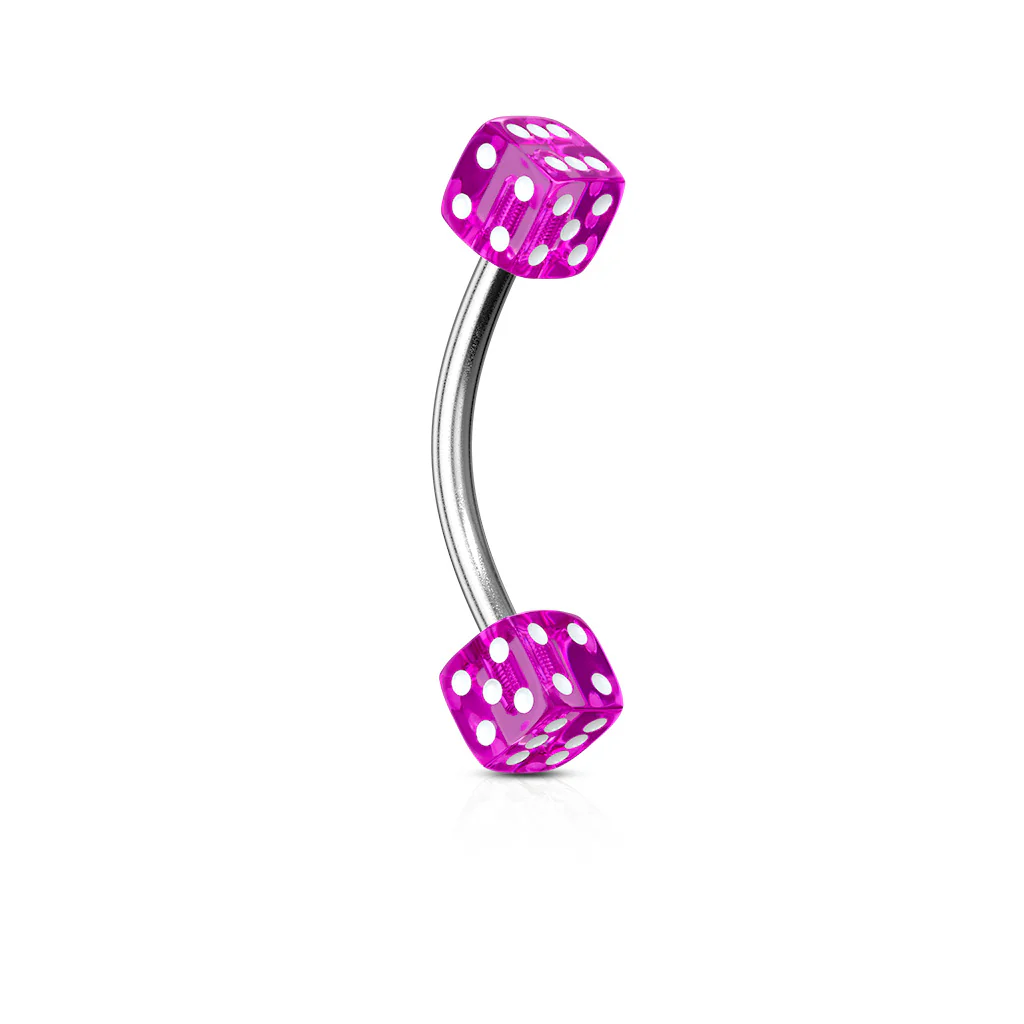 Dices Surgical Steel Curved Barbell Eyebrow Rings - Image 2