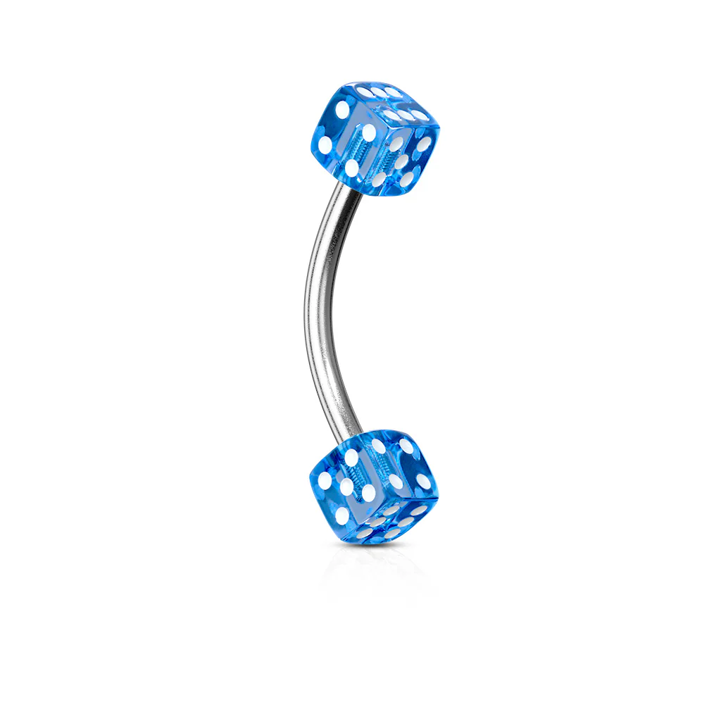 Dices Surgical Steel Curved Barbell Eyebrow Rings - Image 3